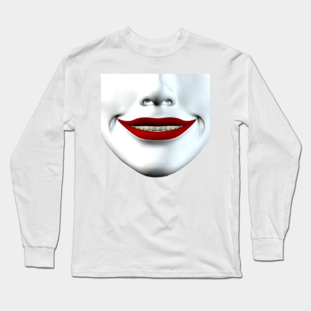 Big Alabaster Smile Long Sleeve T-Shirt by Kerchow